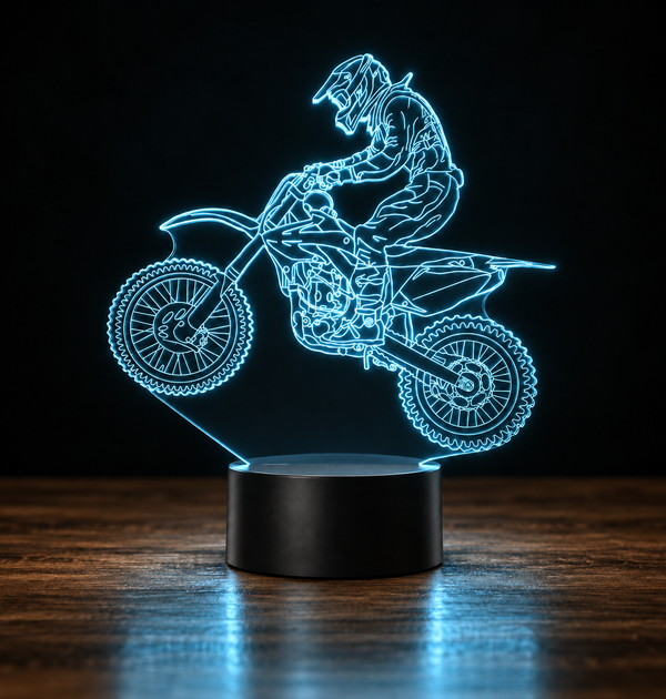 Lampe 3D Moto Cross - Veilleuse LED 7 Couleurs