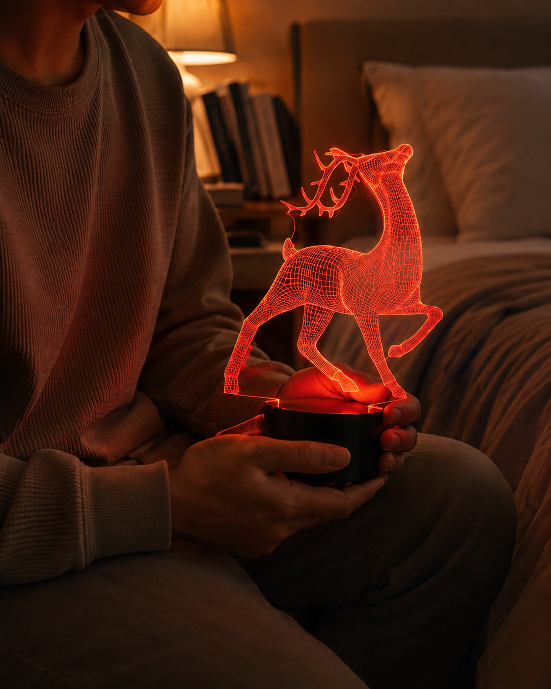 Lampe 3D Cerf - Veilleuse LED 7 Couleurs