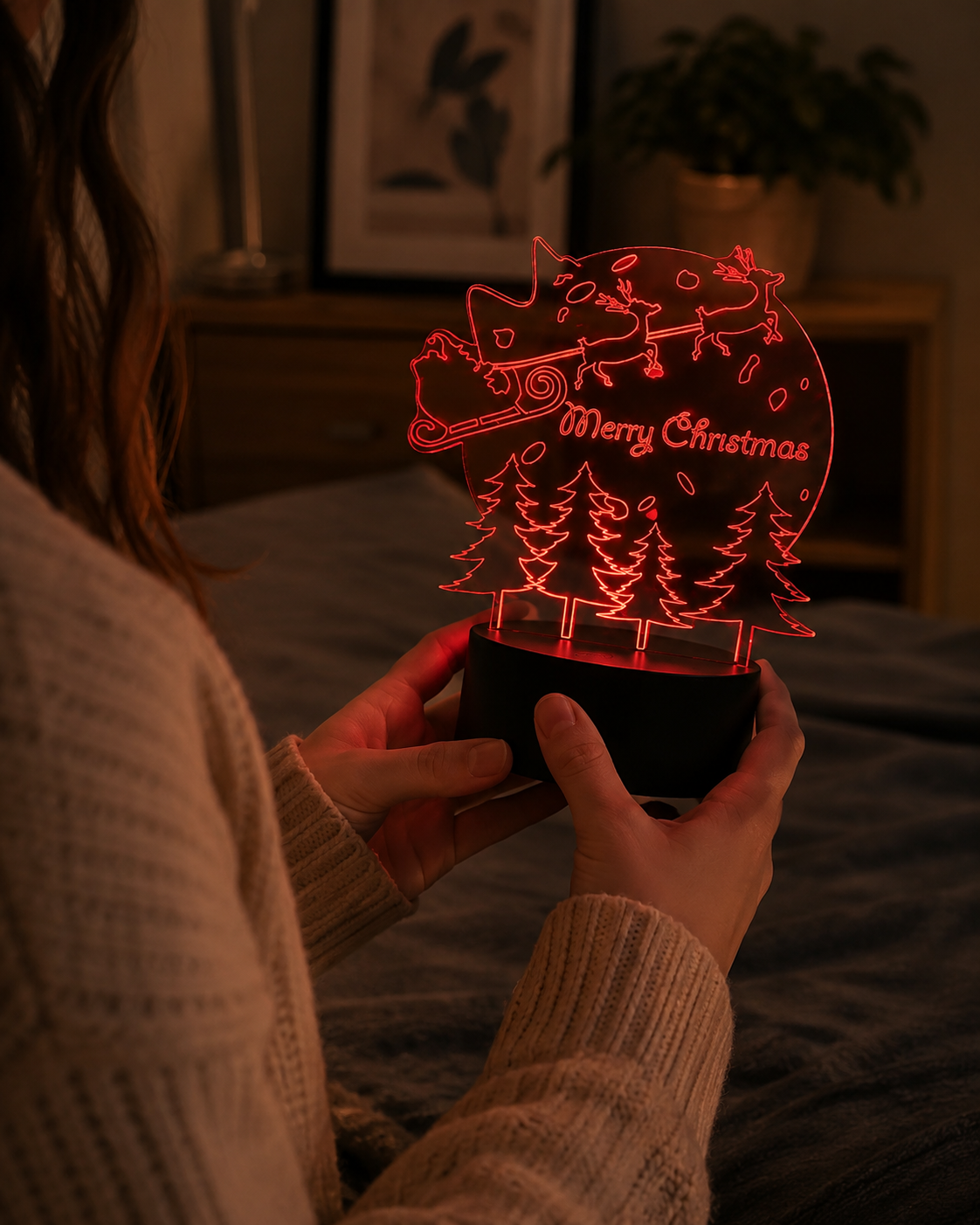 Lampe 3D de Noël - Veilleuse LED Tactile