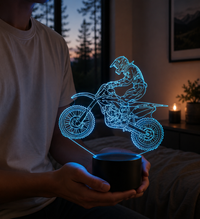 Lampe 3D Moto Cross - Veilleuse LED 7 Couleurs