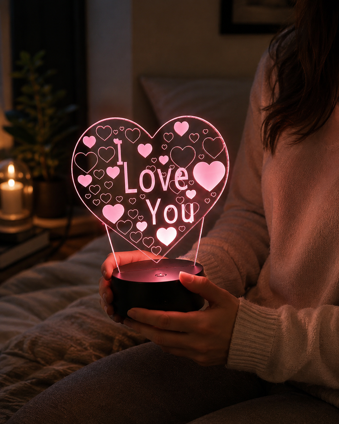 Lampe Amour 3D — Veilleuse LED Multicolore