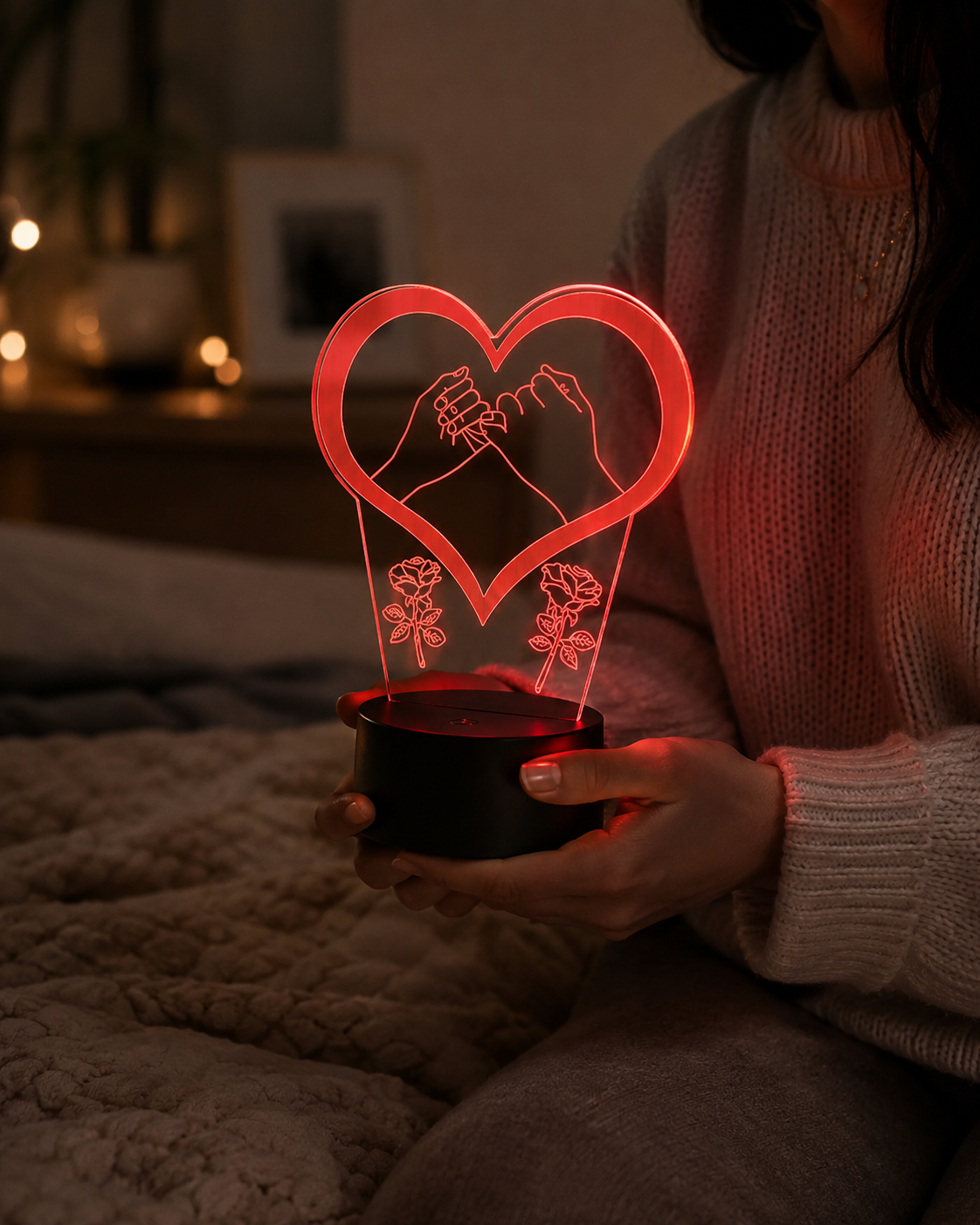 Lampe Amour 3D — Veilleuse LED Multicolore