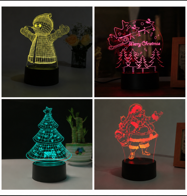 Lampe 3D de Noël - Veilleuse LED Tactile