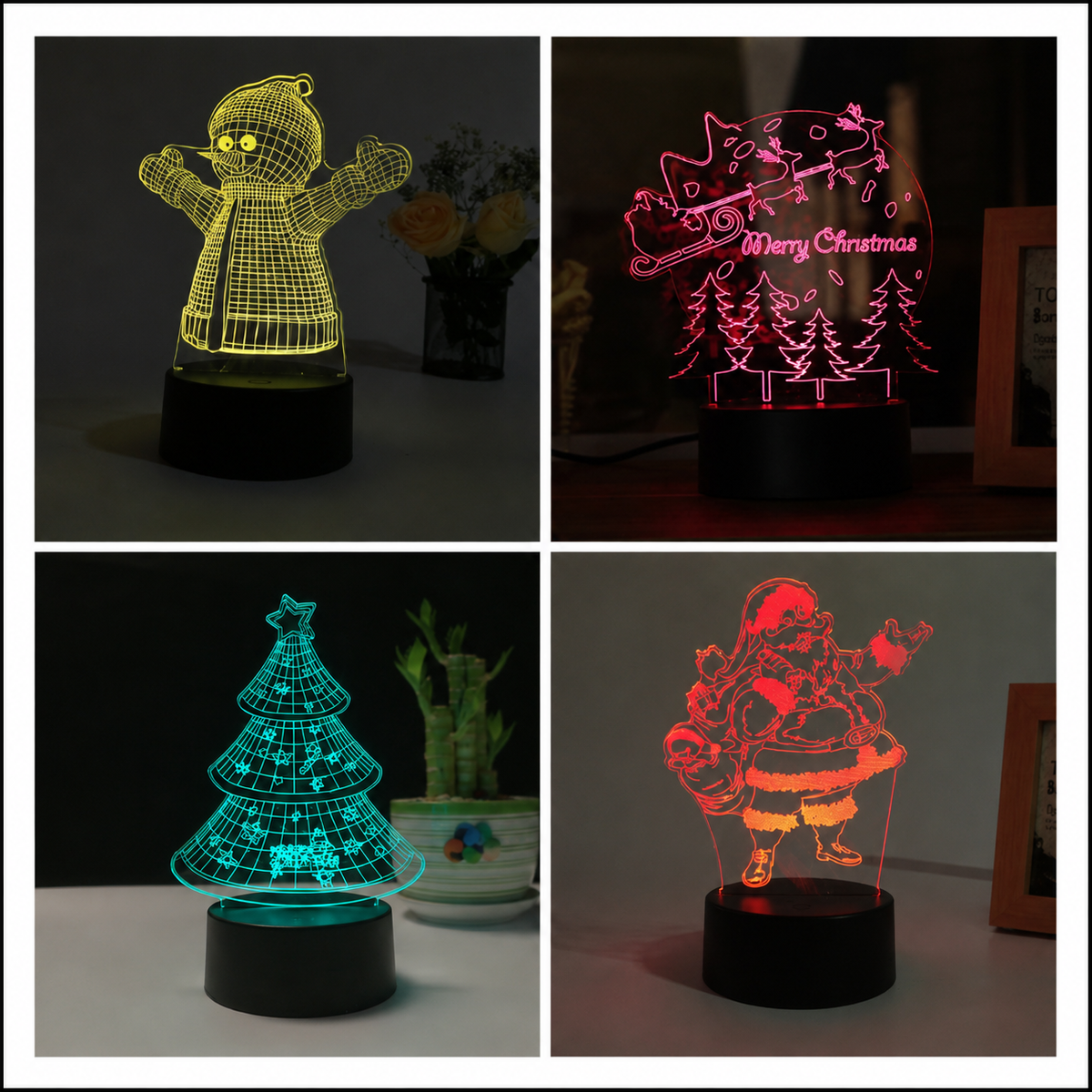 Lampe 3D de Noël - Veilleuse LED Tactile