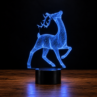 Lampe 3D Cerf - Veilleuse LED 7 Couleurs