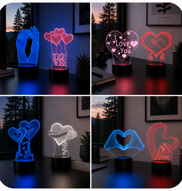 Lampe Amour 3D — Veilleuse LED Multicolore