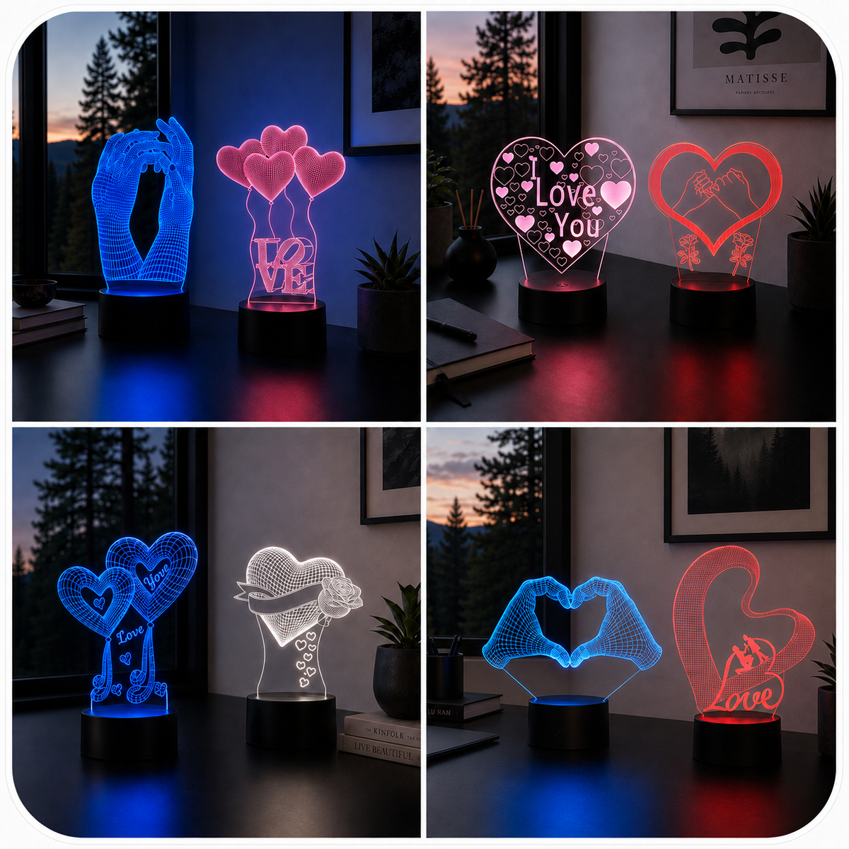 Lampe Amour 3D — Veilleuse LED Multicolore