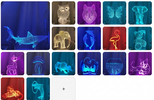 Lampe led 3d Pack Animaux