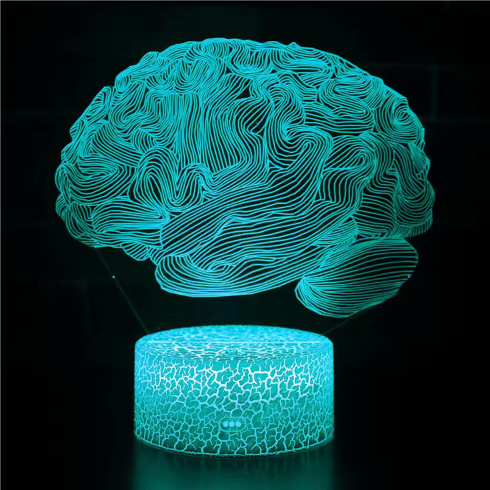 Lampe LED Cerveau 3D Colorée – Tactile & Télécommande