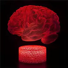 Lampe LED Cerveau 3D Colorée – Tactile & Télécommande