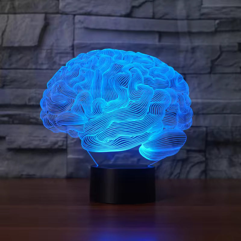 Lampe LED Cerveau 3D Colorée – Tactile & Télécommande