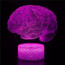 Lampe LED Cerveau 3D Colorée – Tactile & Télécommande