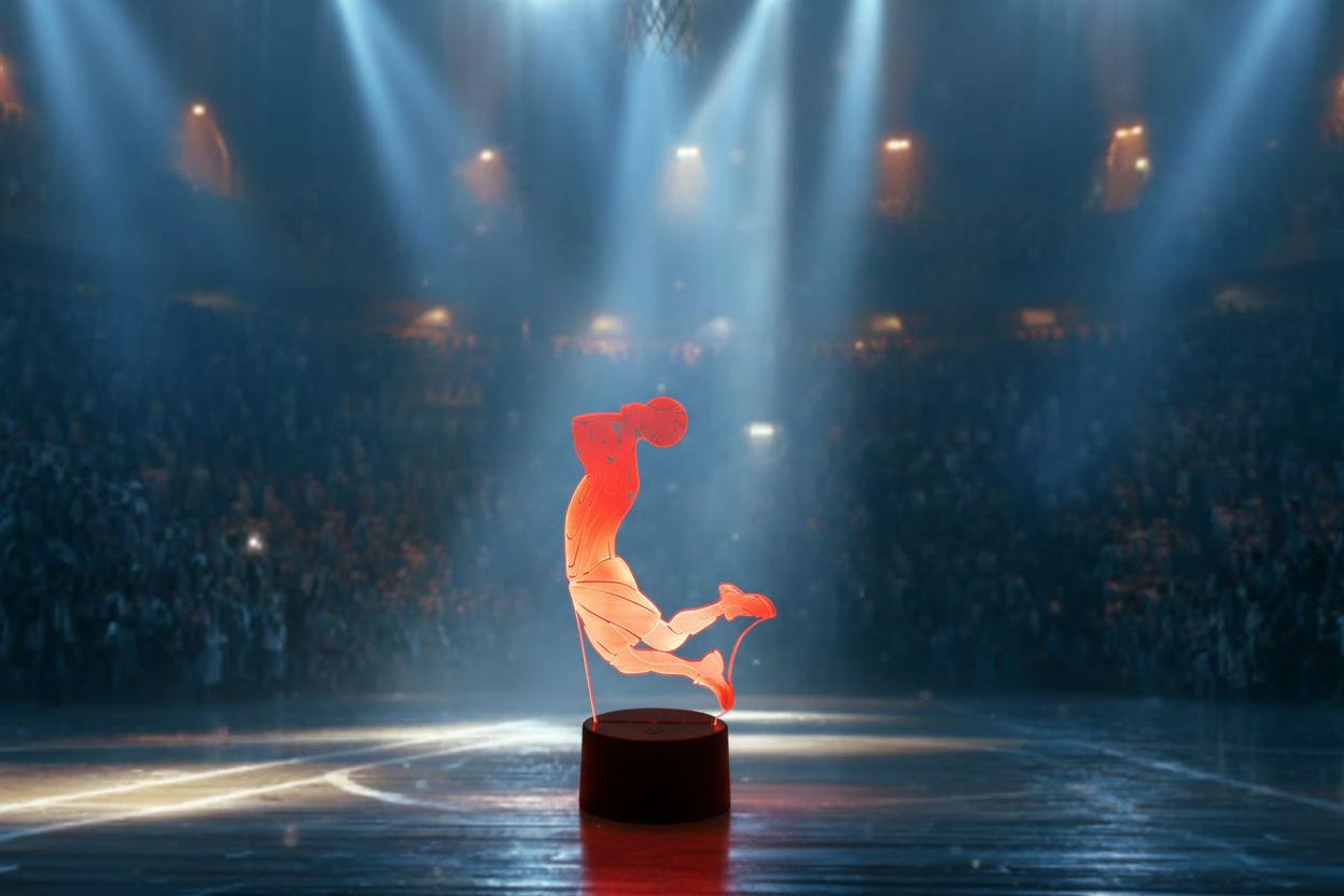 Lampe 3D joueur de basket dans une arène