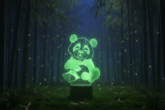 Lampe LED 3D Panda dans une forêt de bambous de nuit au Japon