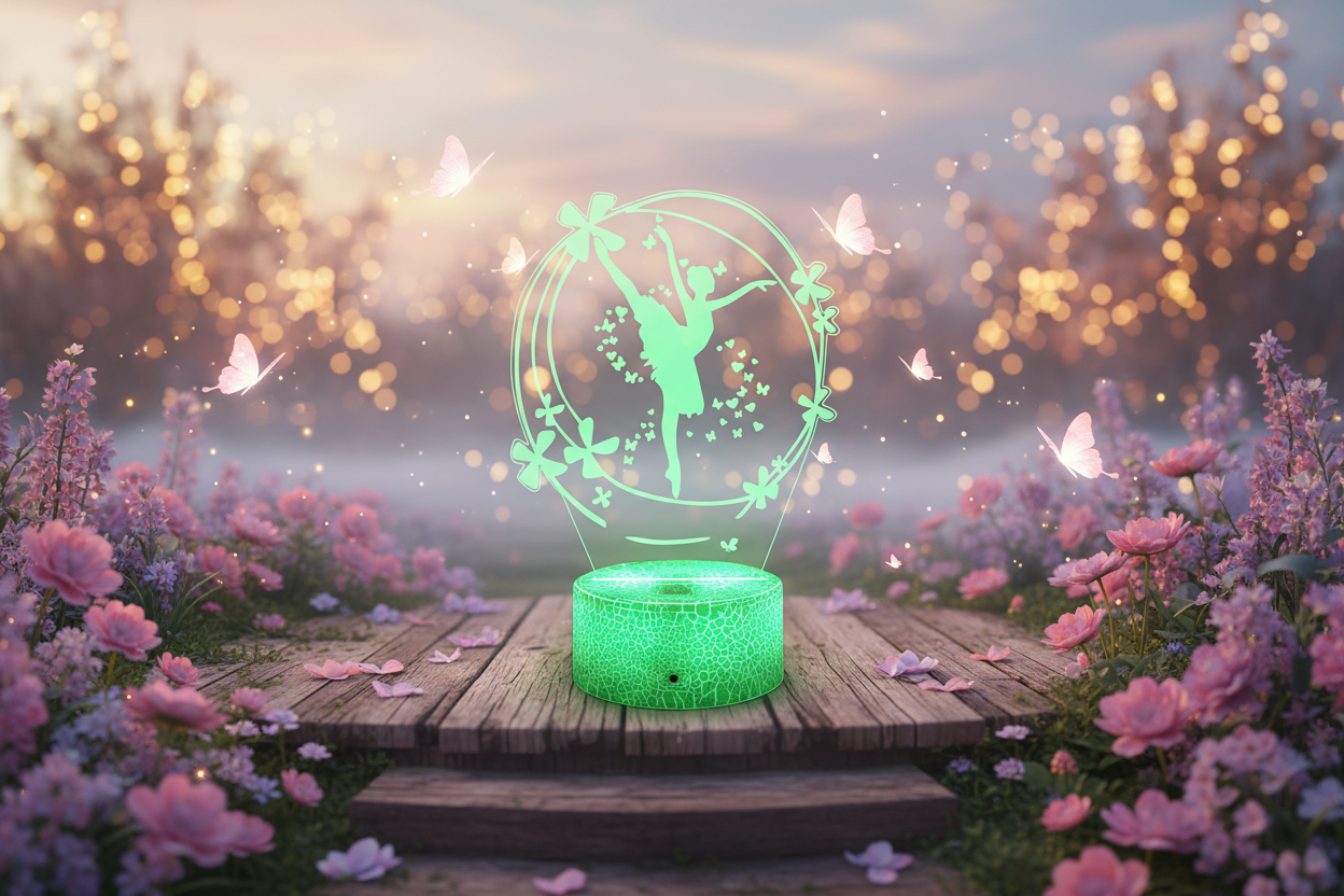 Lampe LED 3D Ballet Magique dans un jardin enchanté féerique