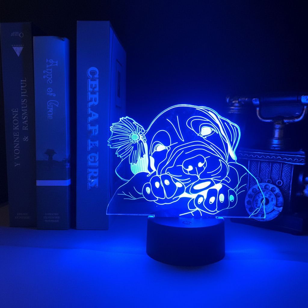 Lampe chien bleue sans téléphone