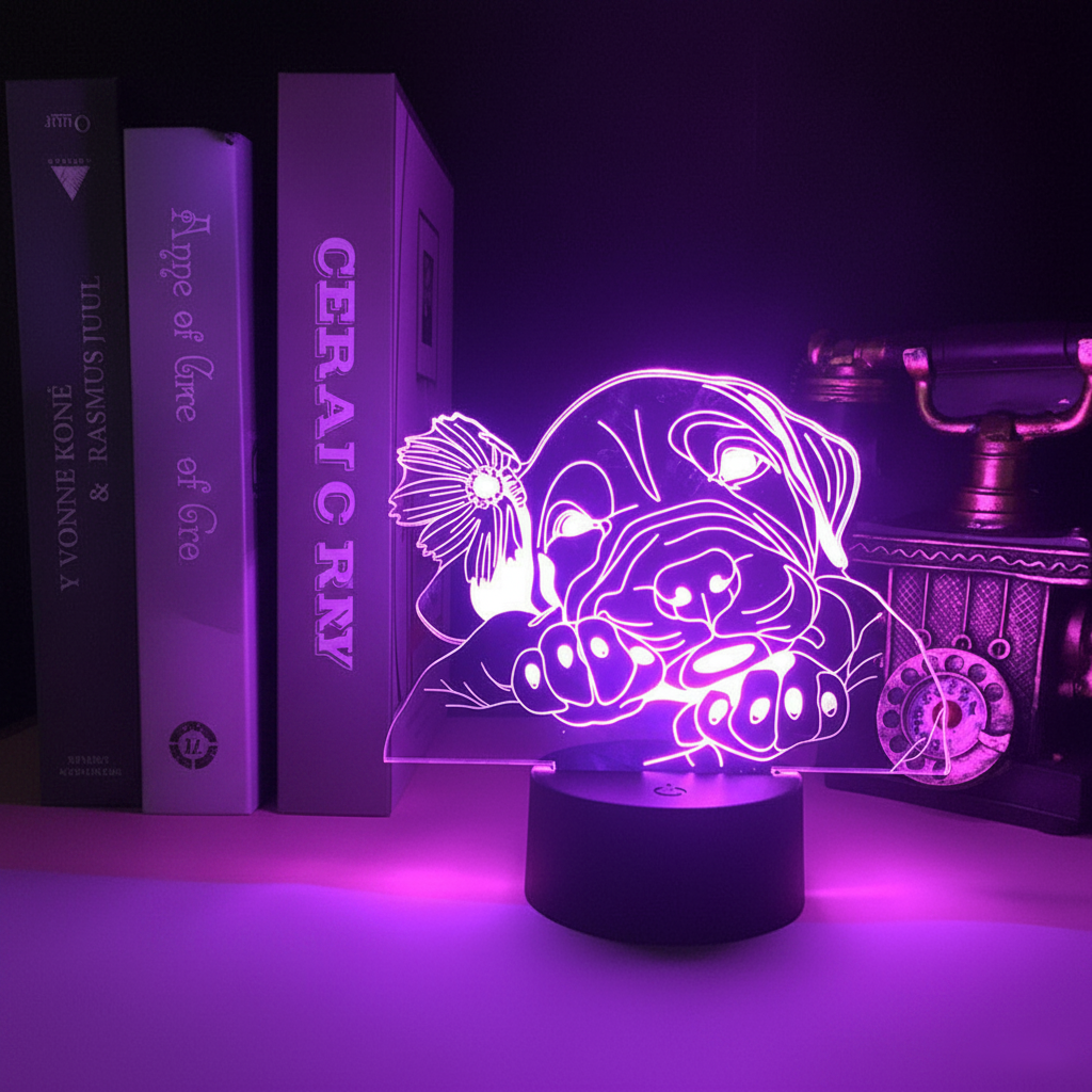 Lampe chien violette sans téléphone