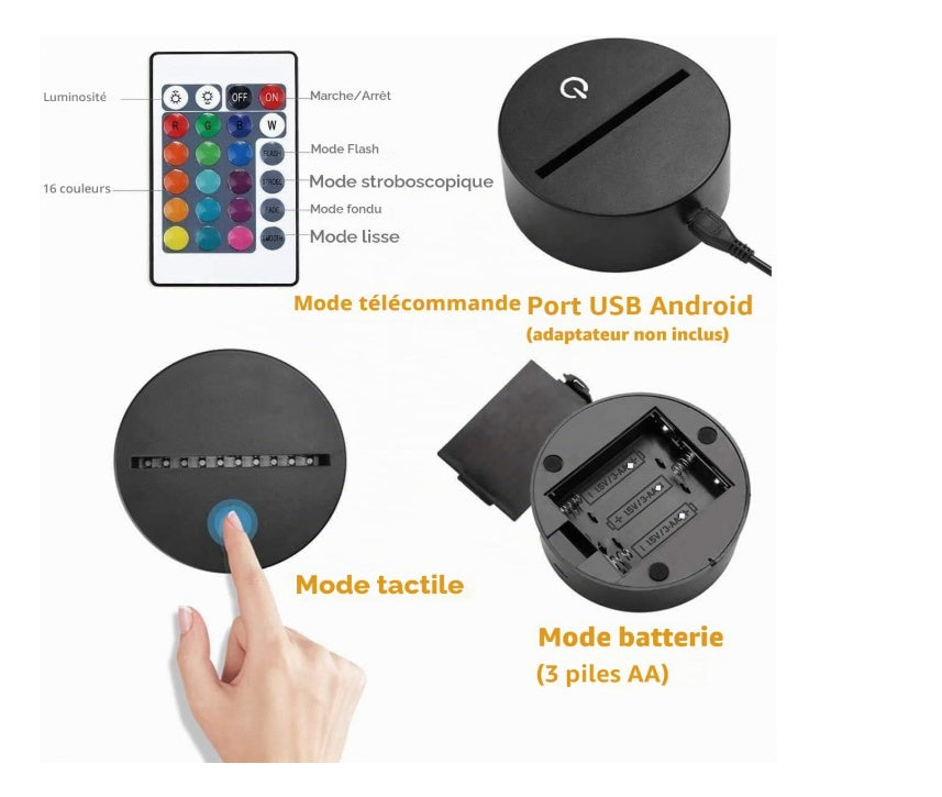 Lampe 3D Cerf - Veilleuse LED 7 Couleurs